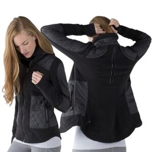 Lululemon Diamond Quilted Puffer Jacket Fleecy Keen 6 Black Removable Vest